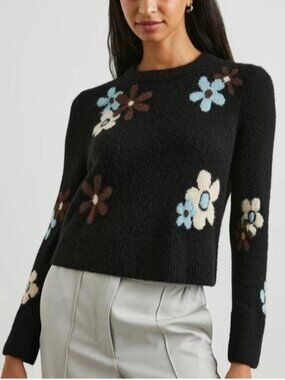Rails Anise Pullover Sweater in Black Floral, Size L